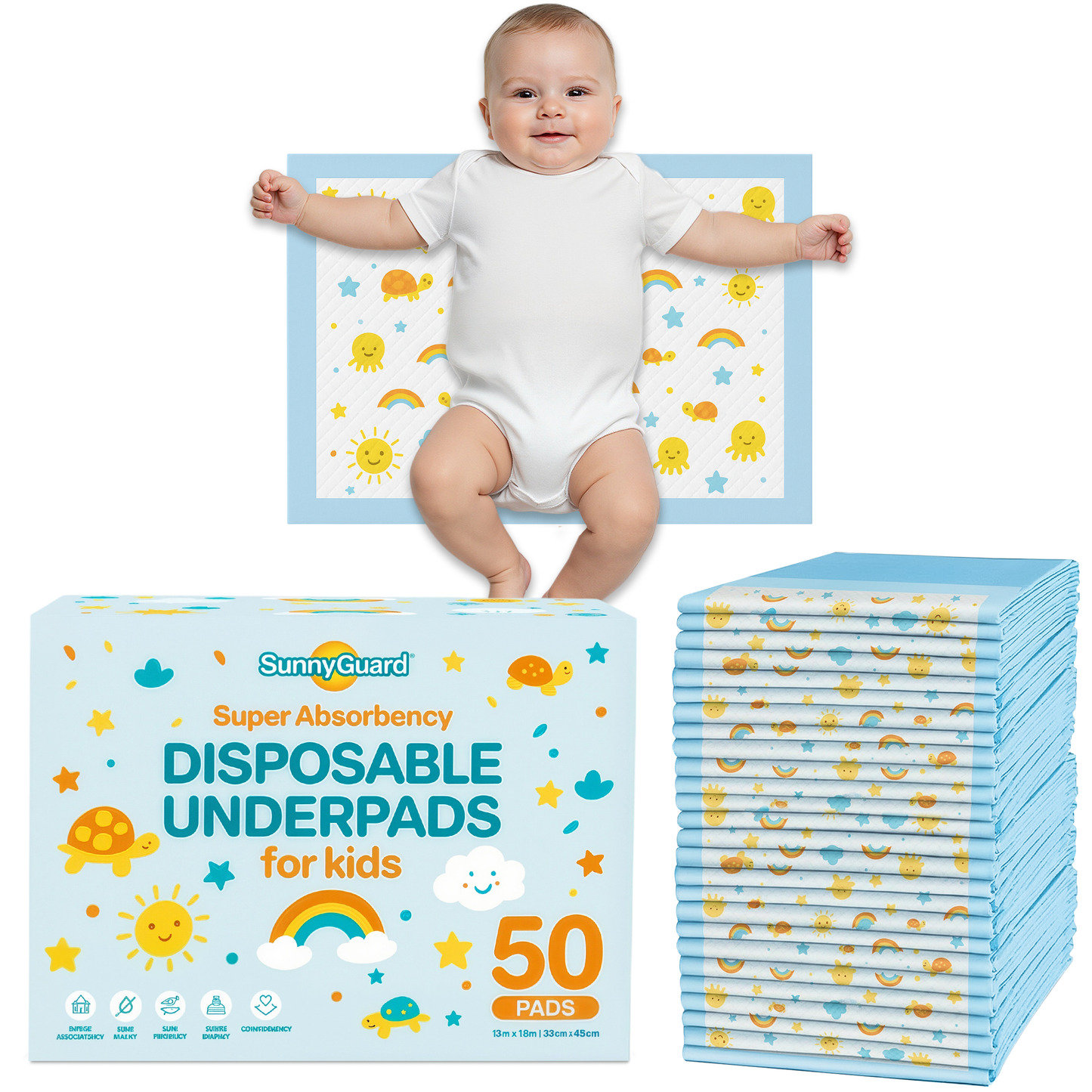 SunnyGuard - Disposable Baby Changing Pads 13 x 18 Inches