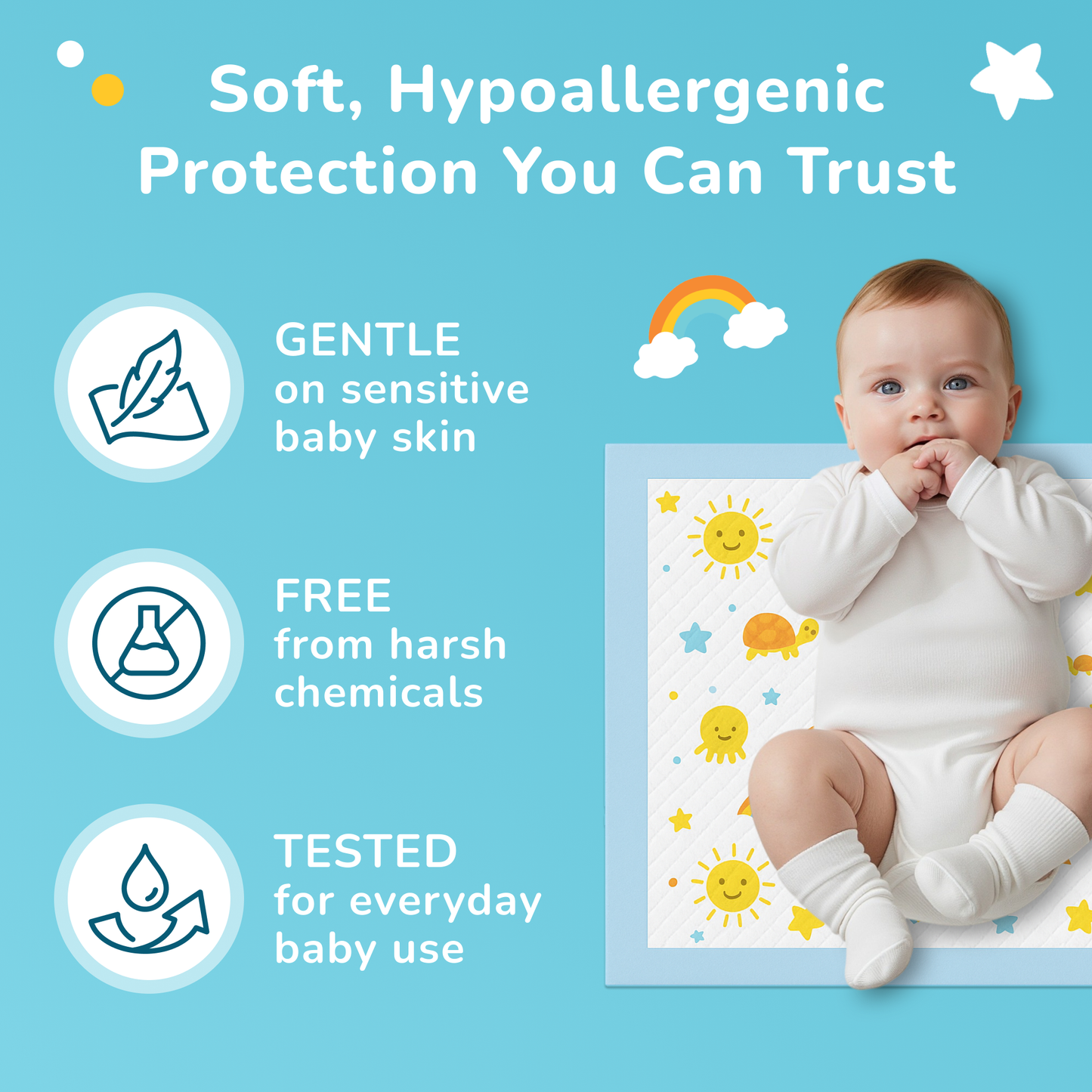 SunnyGuard - Disposable Baby Changing Pads 13 x 18 Inches